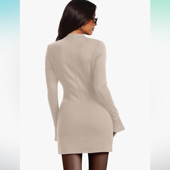 Women's Fall Long Sleeve Mock Neck Dress Basic Party Club Bodycon Mini
Dress - Picture 4 of 4